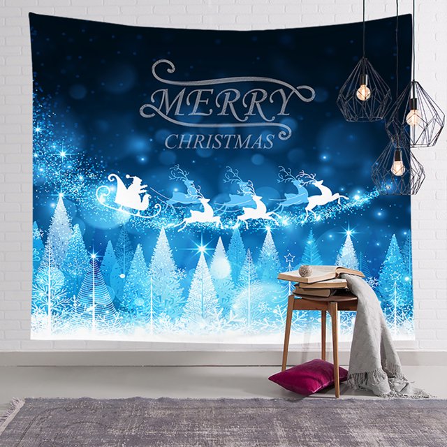 Innerwin Wall Hanging Xmas Background Cloth Santa Claus Christmas Soft Tapestry Home Decor Washable Blanket Colorful Style 17 59"x79"