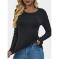 thumbnail image 2 of Long Sleeve T Shirts for Women Ribbed Knit Basic Tops Casual Slim Fitted Tee Tshirts, 2 of 4