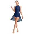 thumbnail image 1 of iefiel Robe de Danse Lyrique pour Femmes avec Strass Robe Asymétrique Jupe en Tulle Fluide Bleu Marine TG, 1 of 7