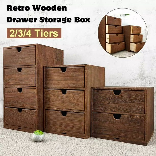 2X Wooden Box Storage Drawer Wooden Chest of Drawers Jewelry