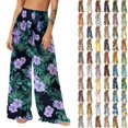 thumbnail image 1 of Pincandy Women Mesh Boho Beach Pants See Through Sheer Swimsuit Bikini Bottom Cover up Party Elastic High Waist Wide Leg Pants, 1 of 7