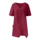 thumbnail image 5 of Fnochy - Camisetas de verano para mujer, de algodón, de color liso, informales, de cuello redondo, manga 3/4, holgadas, básicas y bonitas, 5 of 7