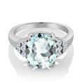 thumbnail image 2 of Gem Stone King 925 Sterling Silver Ring Simulated Aquamarine Moissanite (6.08 Cttw), 2 of 5