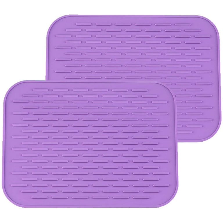 2pcs Silicone Dish Drying Mat Mat Heat & Resistant Mat Easy Clean  Dishwasher Safe Eco-Friendly (Purple) 