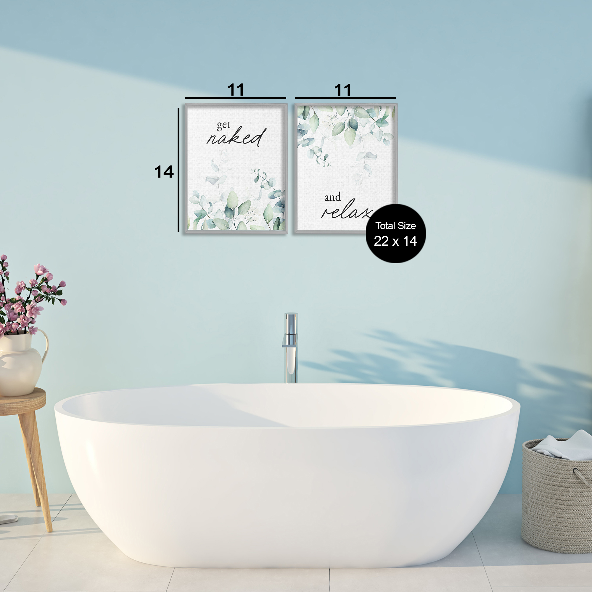 Get Naked & Relax Herbs 2 Piece Gray Framed Giclee Art Set, design by Lettered and Lined