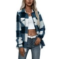 thumbnail image 1 of Women Plaid Flannel Shirt Jacket Button Down Lapel Long Sleeve Shacket Cardigan Coats Fall Spring Clothes, 1 of 4
