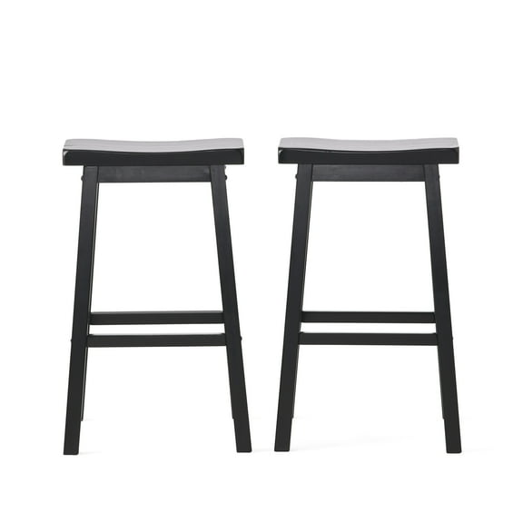 Noble House Dickson 29 in. Black Saddle Stools (Set of 2)