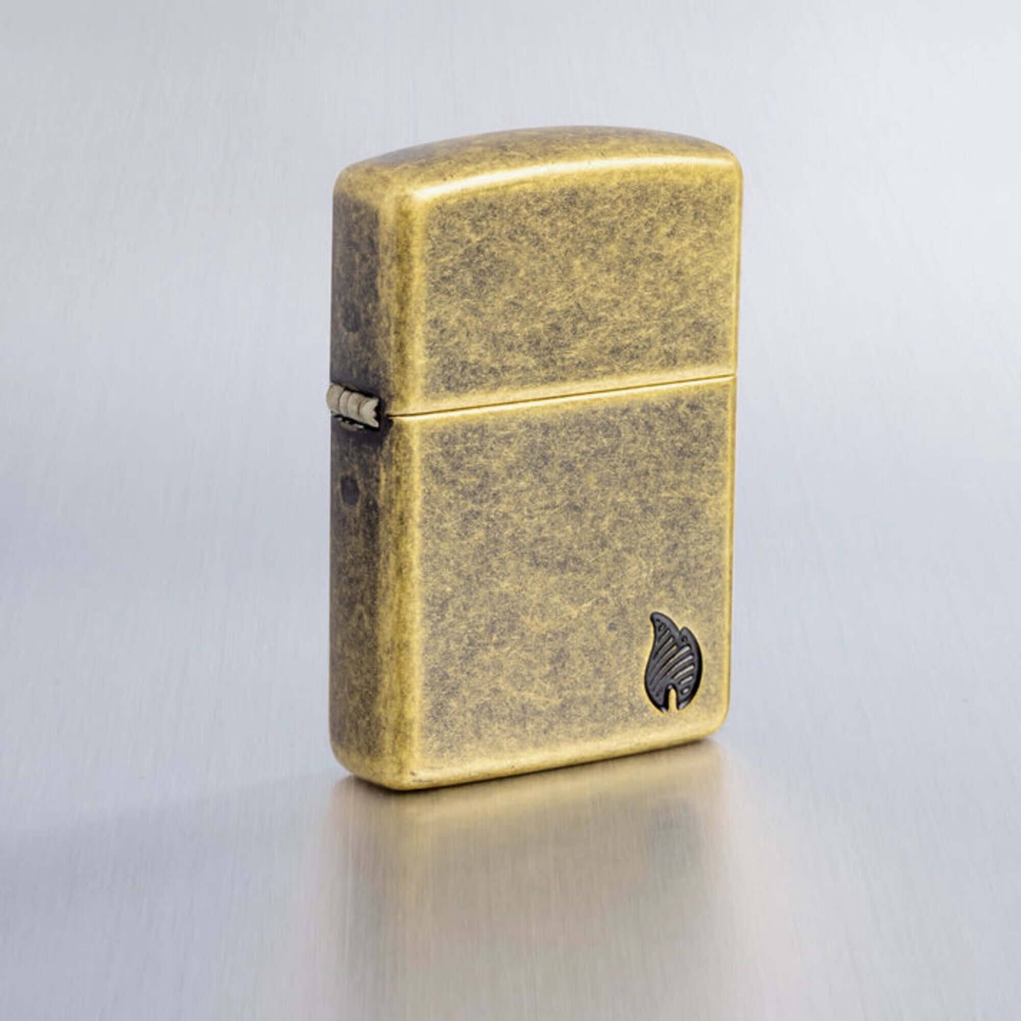 Zippo 46400 Armor Antique Brass Flame Design Pocket Lighter