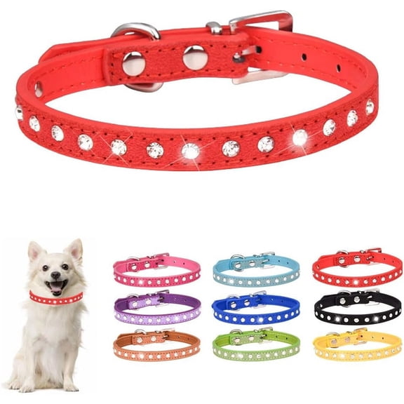 Rhinestone Dog Collars for Small Dogs Bling Puppy Collar Girl Cute Sparkly Glitter Crystal Diamond Cat Collar for Kittens Female Pets