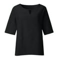 thumbnail image 3 of Fesfesfes Women's Oversize Blosues Home Casual Three-Quarter Sleeves Round Neck T-shirt Solid Color Loose Breathable for Daily Wearing(Black#2,XL), 3 of 4