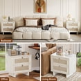 thumbnail image 4 of LAZZO Nightstands Set of 2, 23.6" Wide Large Bedside Tables with 2 Rattan Drawers for Bedroom, White, 4 of 9