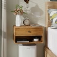 thumbnail image 5 of COZAYH Farmhouse Rubber Wood Floating Nightstand with Drawer and Open Shelf, Transitional Wall Mounted Side Table with Open Slot for Bedroom, Fully Assembled (Natural), 5 of 9