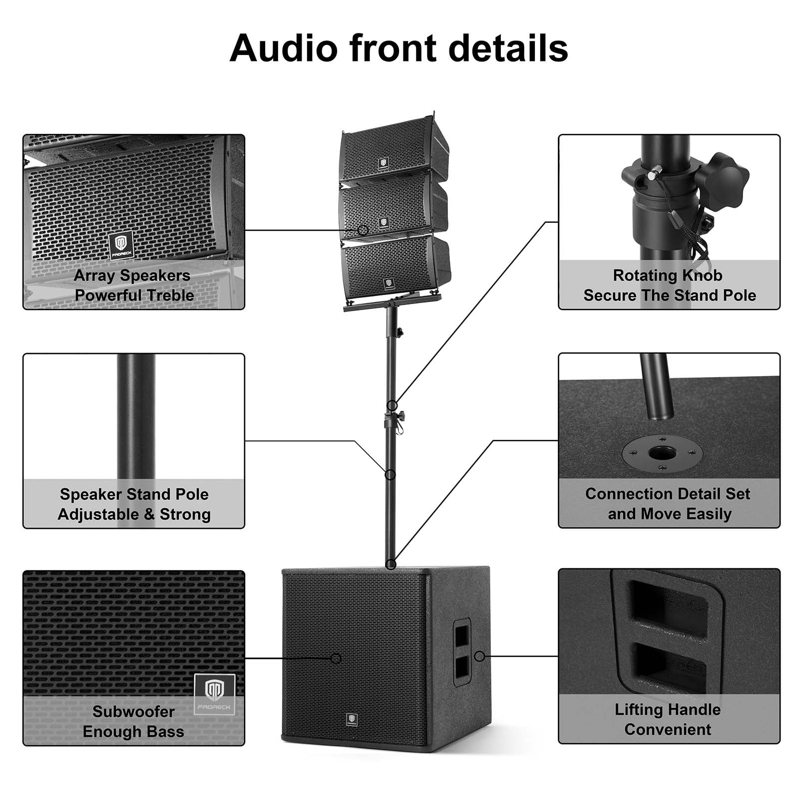 8000W P.M.P.O. PRORECK CLUB 8000 15-inch 8000W 2.2 Channel DJ Powered Line Array Speaker with Wireless for Large Parties