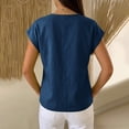 thumbnail image 6 of MEICHEN Women's Cotton Linen T Shirt Short Sleeve Wrap Style V Neck Top Casual Loose Fit Top Summer Essentials Tops for Women, 6 of 8
