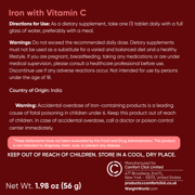 WeightWorld Iron 65mg with Vitamin C 125mg Tablets for Blood Health, Energy & Immune Support | 180 Tablets (6-Month Supply) | Gentle Iron Supplement for Women & Men - Vegan, Non-GMO