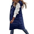 thumbnail image 5 of Baberdicy Puffer Vest Women's Long Winter Coat Vest with Hood Sleeveless Warm Down Coat with Pockets Quilted Vest Down Jacket Quilted Outdoor Jacket Girls' Outerwear Jackets & Coats Blue, 5 of 5