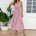thumbnail image 1 of SMihono Robe Maxi Bohème d'Été pour Femmes Grande Taille Mode Décontractée Printemps et Été Imprimé Floral Sans Manches Col en V Robe de Plage, 1 of 9