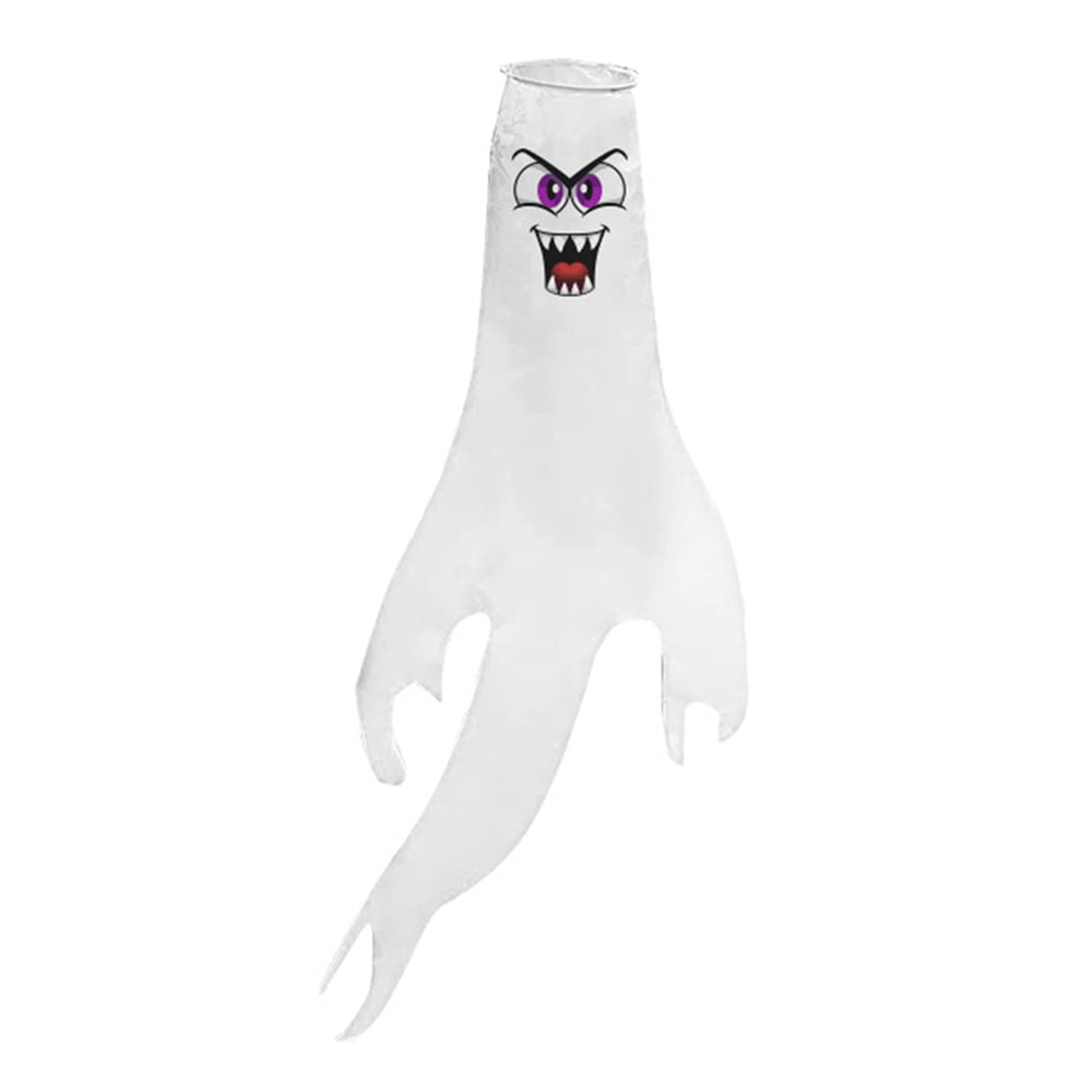 Includes Swivel Hanging Clip Spun Polyester Fabric White Shaking Ghost FUNNISM Large 48 inch Ghost Windsock Halloween Hanging Decoration 