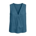 thumbnail image 7 of Vivianyo HD Women's V-Neck Pleated Sleeveless Tank Top, Casual Solid Vest for Women Summer Vacaton Wear, Women's Blue, Sizes S-2XL, 7 of 7