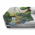 thumbnail image 3 of Rubber Duck Soft Flannel Fleece Blanket, Cartoon Mother and Ducklings River Kids Fun Farm Animals Print Outdoor Feathers, Cozy Plush for Indoor and Outdoor Use, 70" x 90", Multicolor, by Ambesonne, 3 of 6