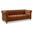 thumbnail image 3 of JERFIT 88 Inch Chesterfield Sofa in Burnt Orange Velvet, 3-Seater Tufted Performance Fabric Couch for Living Room, 3 of 7