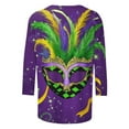 thumbnail image 3 of UPPADA Femmes T-Shirts à Manches 3/4 Mardi Gras Yall T-Shirts à Imprimé Floral Col Ras du Cou Blouse à devant Plissé Hauts d'Été Décontractés Chandail à Enfiler Haut Mode Fête Défilé Hauts Femmes Hauts à Manches 3/4 Économie, 3 of 5