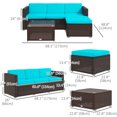 thumbnail image 2 of 3 Pieces Patio Furniture Sets Outdoor All-Weather Sectional Patio Sofa Set PE Rattan Wicker Patio Conversation Set with Glass Table&Ottoman Cushion, Blue, 2 of 2