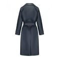 thumbnail image 3 of SWSMCLT Women's Vegan Leather Trench Coat Fall Single Breasted Outerwear Winter Slim Fit Long Coats Fashion Thick Knee Length Jackets Soft Navy 8-10, 3 of 5