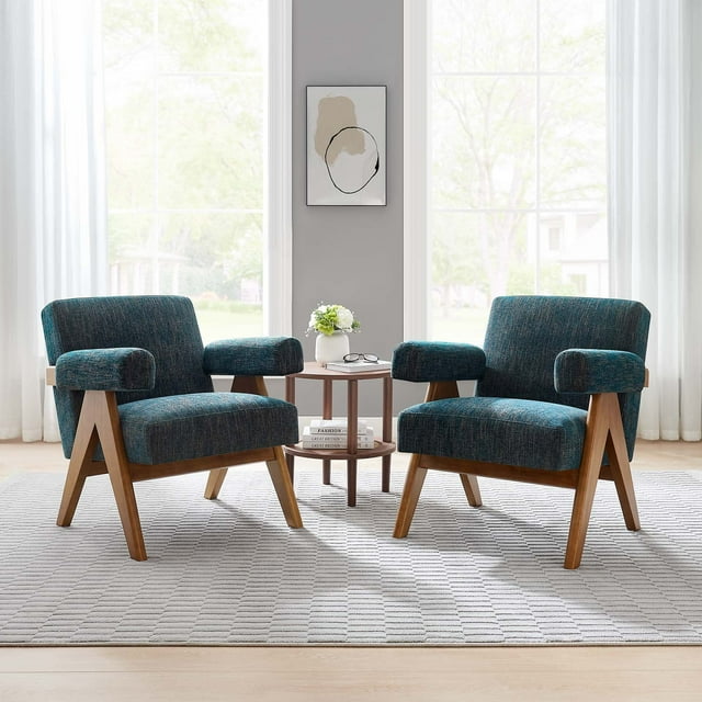 Modway Lyra Fauteuil en Tissu - Ensemble de 2 en Tissu Azur