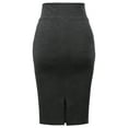 thumbnail image 3 of A2Y Women's Basic Solid Ponte Knee Length Slit Techno Span High Waist Pencil Skirt H Charcoal L, 3 of 3