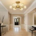 thumbnail image 4 of Modern Crystal Chandeliers Industrial Sputnik Chandeliers Gold Ceiling Light Semi Flush Mount Ceiling Lighting for Hallway Entryway Bathroom Living Room Kitchen Island（6-Light）, 4 of 8