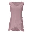 thumbnail image 3 of Womens Sleeveless Floral Lace Trim V Neck Tank Tops Casual Loose Fit Asymmetric hem Blouse Tops, 3 of 5