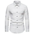thumbnail image 3 of BiZtdJrK Mens Long Sleeve Button Down Shirts Slim Fit Casual Business Shirt Wrinkle Free Formal Dress Shirts Solid Textured Shirt White XL, 3 of 7