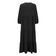 thumbnail image 5 of Ayolanni Womens Dresses Casual Black Puff Long Sleeve Tie Neck Solid Maxi Dresses Dresses for Juniors S, 5 of 5