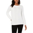 thumbnail image 1 of Tommy Hilfiger Womens Cable-Knit Pullover Sweater, White, X-Large, 1 of 1