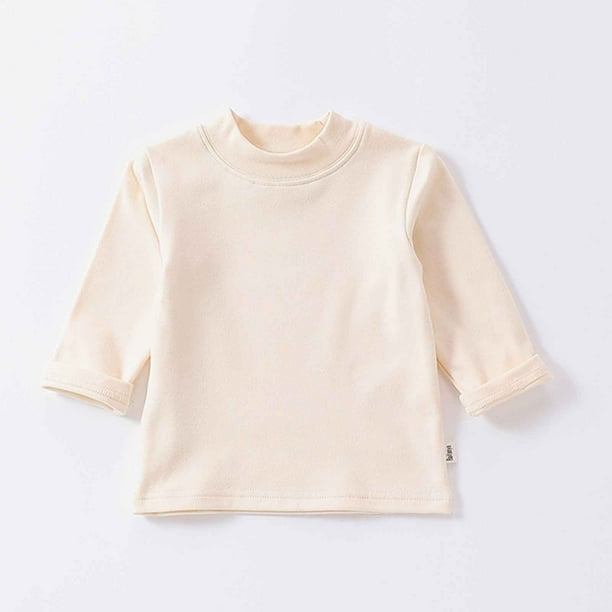 CREAM LONG SLEEVES T-SHIRT WITH TURTLENECK, BABY CREAM LONG SLEEVES T-SHIRT WITH TURTLENECK, BABY