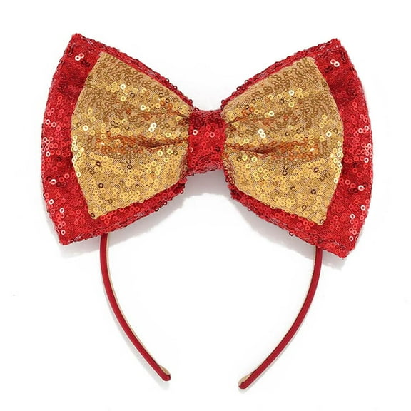 Christmas Bow Headbands Gold Sequins Bow Hairband Xmas Hair Band Bow Christmas Headbands Glitter Bowknot Headwear Hair Accessories for Women and Girls