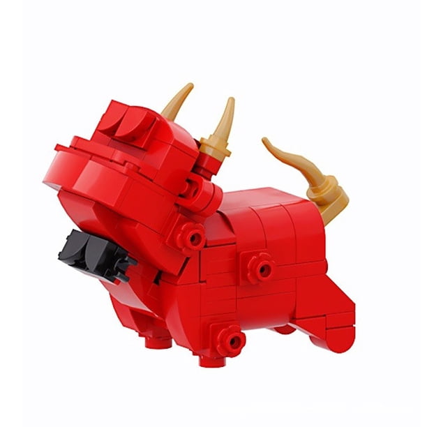 Red Bull MOC Building Blocks Small Pellet Animal Mascot Bullfighting Cow, A Standout Choice for Gift Exchanges