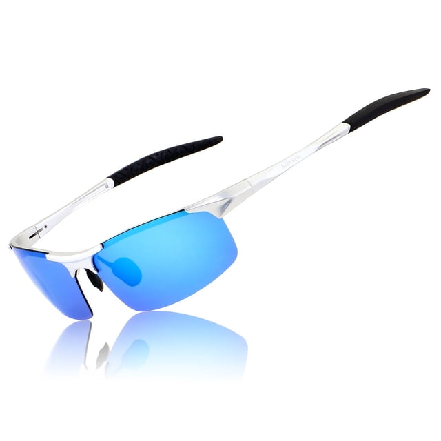 Gafas de Sol Deportivas RONSOU para Hombre Al-Mg Polarizadas Plata/Azul