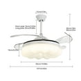 thumbnail image 2 of White 42 inch LED Ceiling Fan W/ Lights & Remote Control Retractable Ceiling Fan 4 Fan Blades, 2 of 22