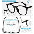 thumbnail image 5 of MARE AZZURO +2.5 Reading Glasses Women Trendy Round Readers 100 125 150 175 200 225 250 275 300 350 400 500 600 (Black, 2.50) with Spring Hinge, Composite Lens, 5 of 7