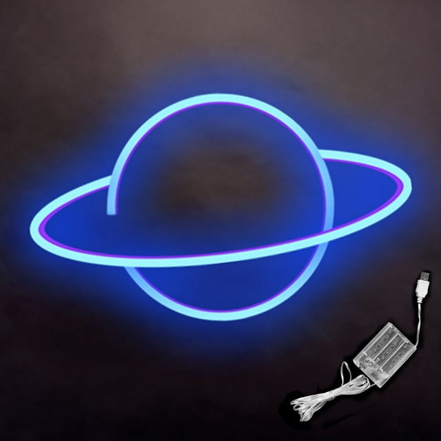 EIMELI Neon Sign LED Planet Neon Light Battery/USB Powered Colorful Neon Lamp Wall Mounted Planet Neon Nightlight Decorative Table Light for Birthday Bar Christmas Party