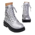 thumbnail image 3 of Stylish Ankle Boots With Round Toe Shiny Sequin Detailing Thick Sole Casual Booties for Women, 3 of 8