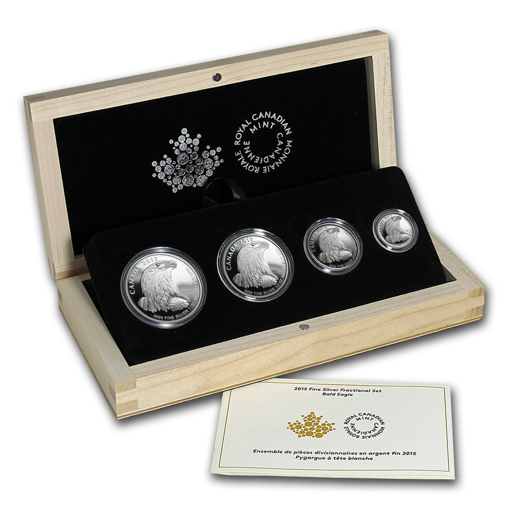 Royal Canadian Mint 2015 Canada 4Coin Proof Silver Bald Eagle Fractional Set