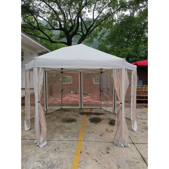 13 Ft. W x 13 Ft. D x 9.2ft Pop-Up Gazebo Tent Outdoor Canopy Hexagonal Canopies Gazebos & Pergolas 6 Sided for Patio Garden Backyard Sun Shelter BBQ Garden Events with Strong Steel Frame Storage Bag