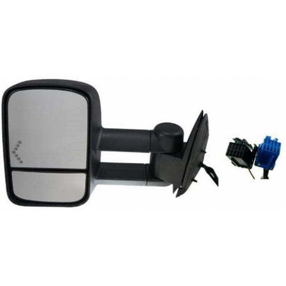 For Chevy Silverado 2500 2003 2004 Power Towing Mirror Driver Side | Black Textured | Heated Manual Folding | Telescopic Tow Type | w/ Signal in Glass | GM1320355 | 15904034