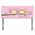 thumbnail image 3 of Owls Headboard, Owls in Love on Branch Polkadots Leaves Hearts Romance Theme, Upholstered Decorative Metal Bed Headboard with Memory Foam, Full Size, Pale Yellow Apple Green, by Ambesonne, 3 of 4