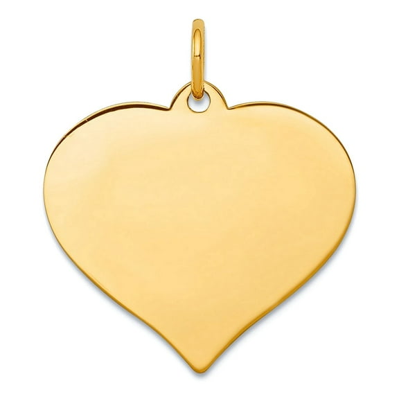 10k Yellow Gold Polished Love Heart Disc Charm 25x21mm Wide Pendant Necklace for Women - 1.6 Grams