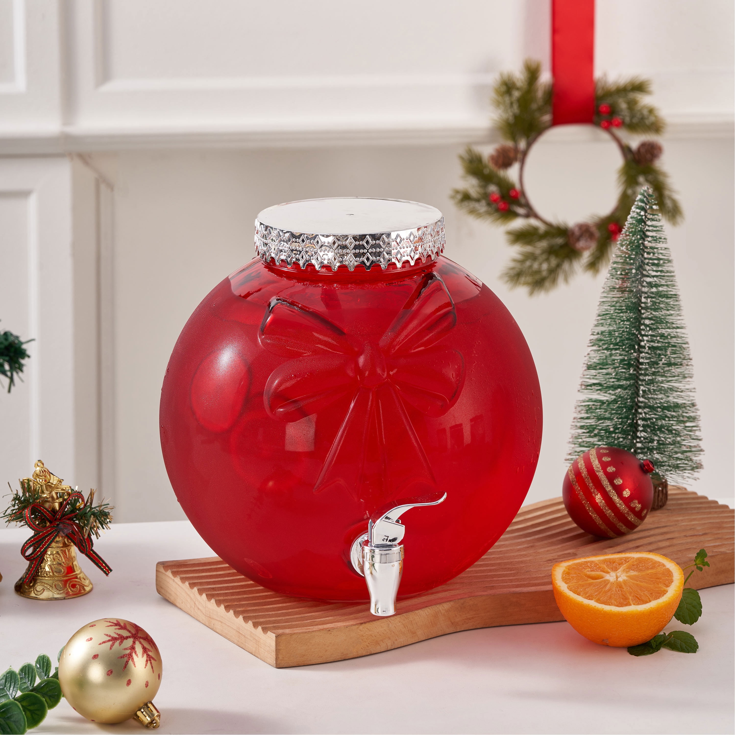 Ornament Dispenser Red Glass 1.5 Gallon Holiday Time - Walmart.com
