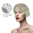 thumbnail image 4 of YFYANG Women's Double Waterproof Shower Cap, Retro Rainbow Love Reusable Hair Cap for All Hair Styles and Head Sizes, 4 of 9
